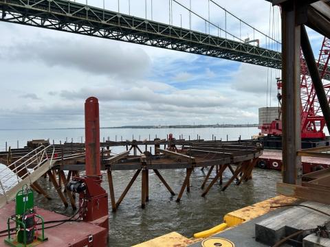 Ship Collision Prevention System under construction on the Delaware Side of the River