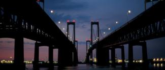 delaware memorial bridge at night